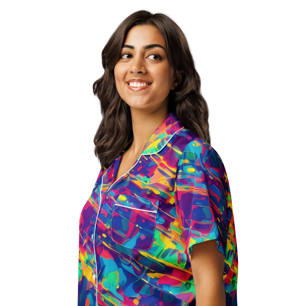 Spectrum Streaks on Women's Short Sleeve Pajama Top — Left Front
