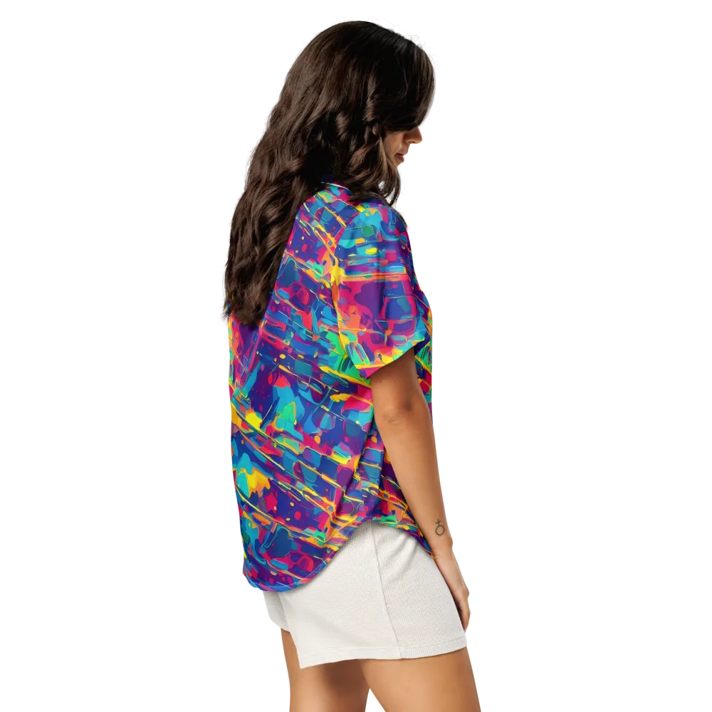 Spectrum Streaks on Women's Short Sleeve Pajama Top — Right Back