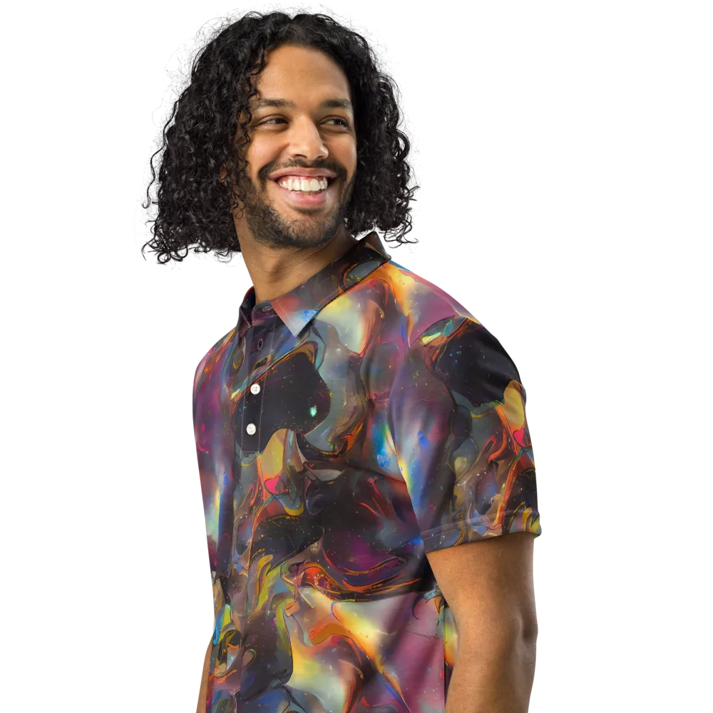 Cosmic Fusion on Men's Slim Fit Polo Shirt — Left Front