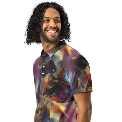 Cosmic Fusion on a Men's Slim Fit Polo Shirt