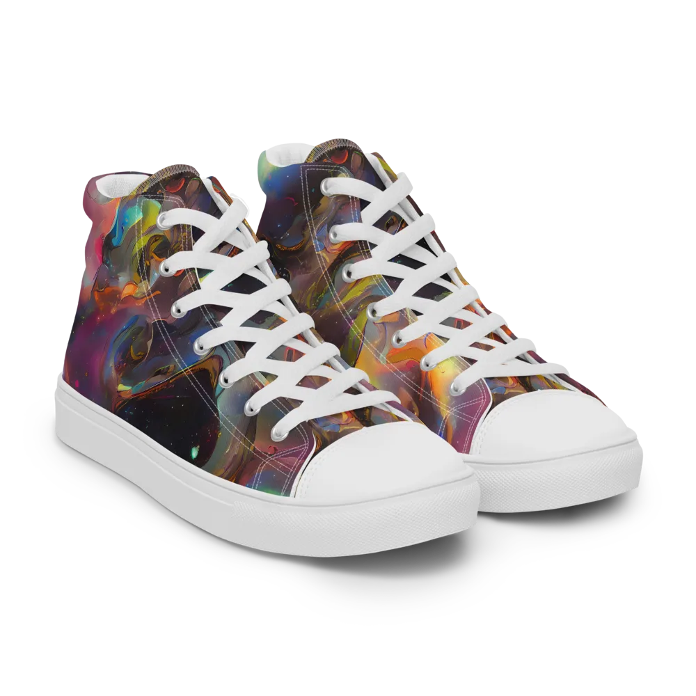 Cosmic Fusion on Men's High Top Canvas Shoes — Right Front