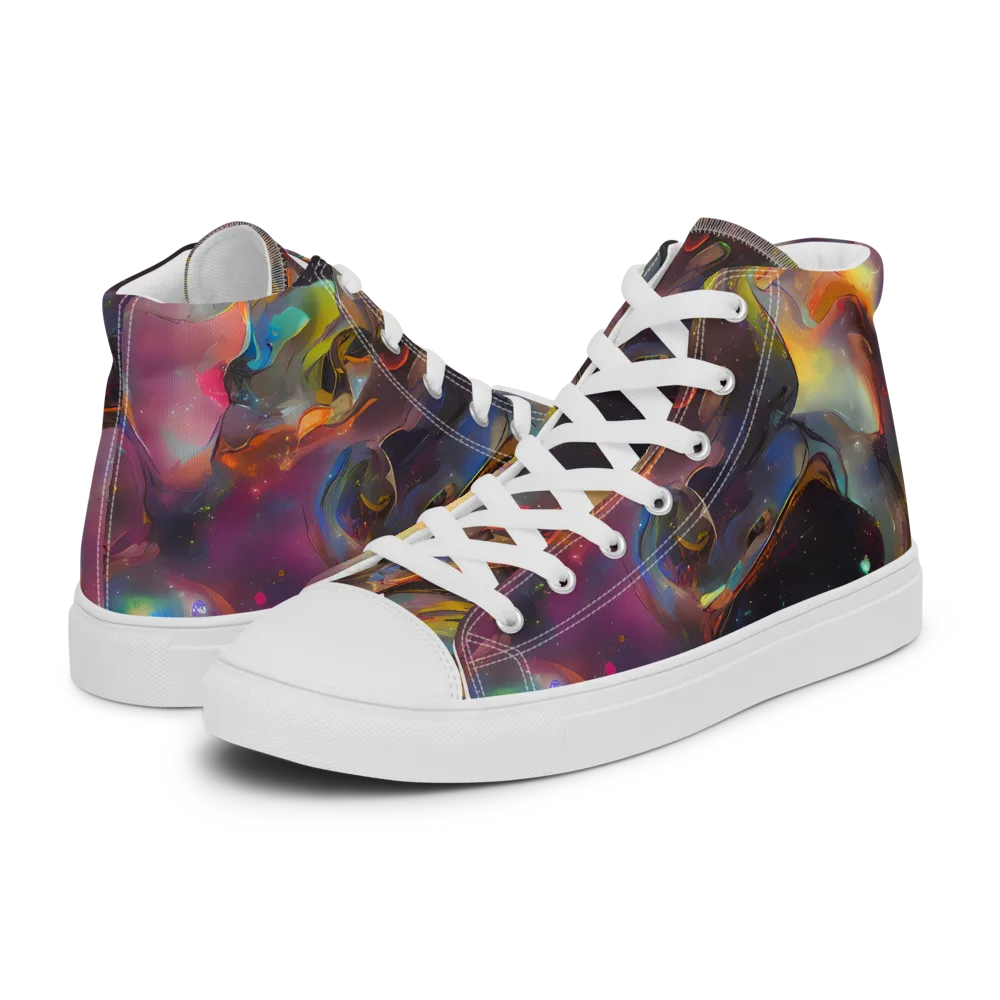 Cosmic Fusion on Men's High Top Canvas Shoes — Left
