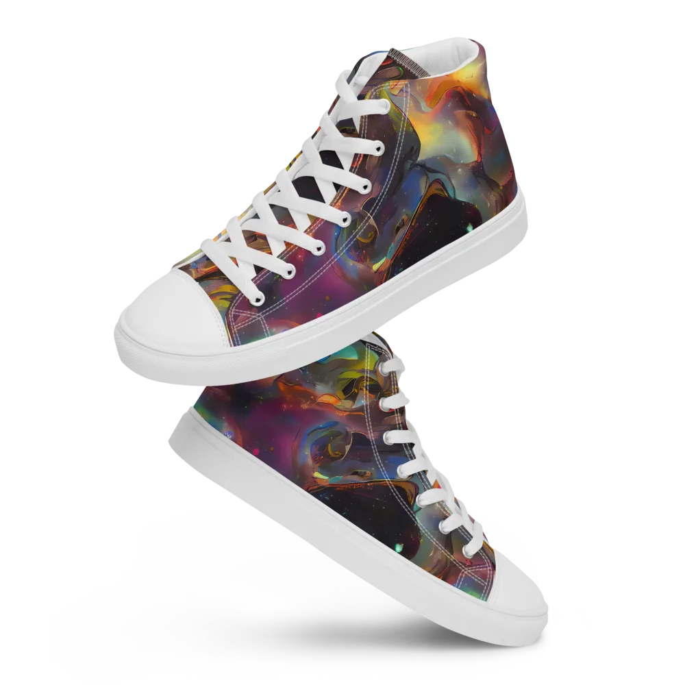 Cosmic Fusion on Men's High Top Canvas Shoes — Front