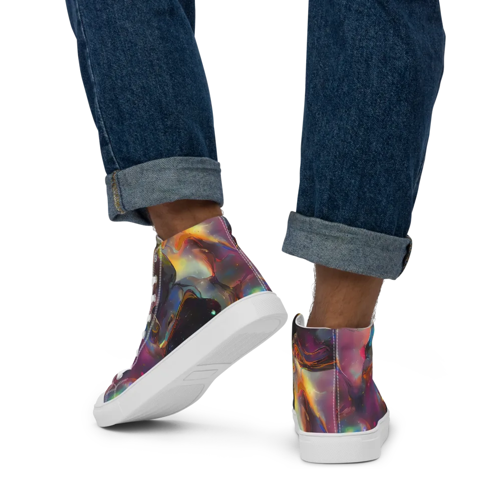 Cosmic Fusion on Men's High Top Canvas Shoes — Back