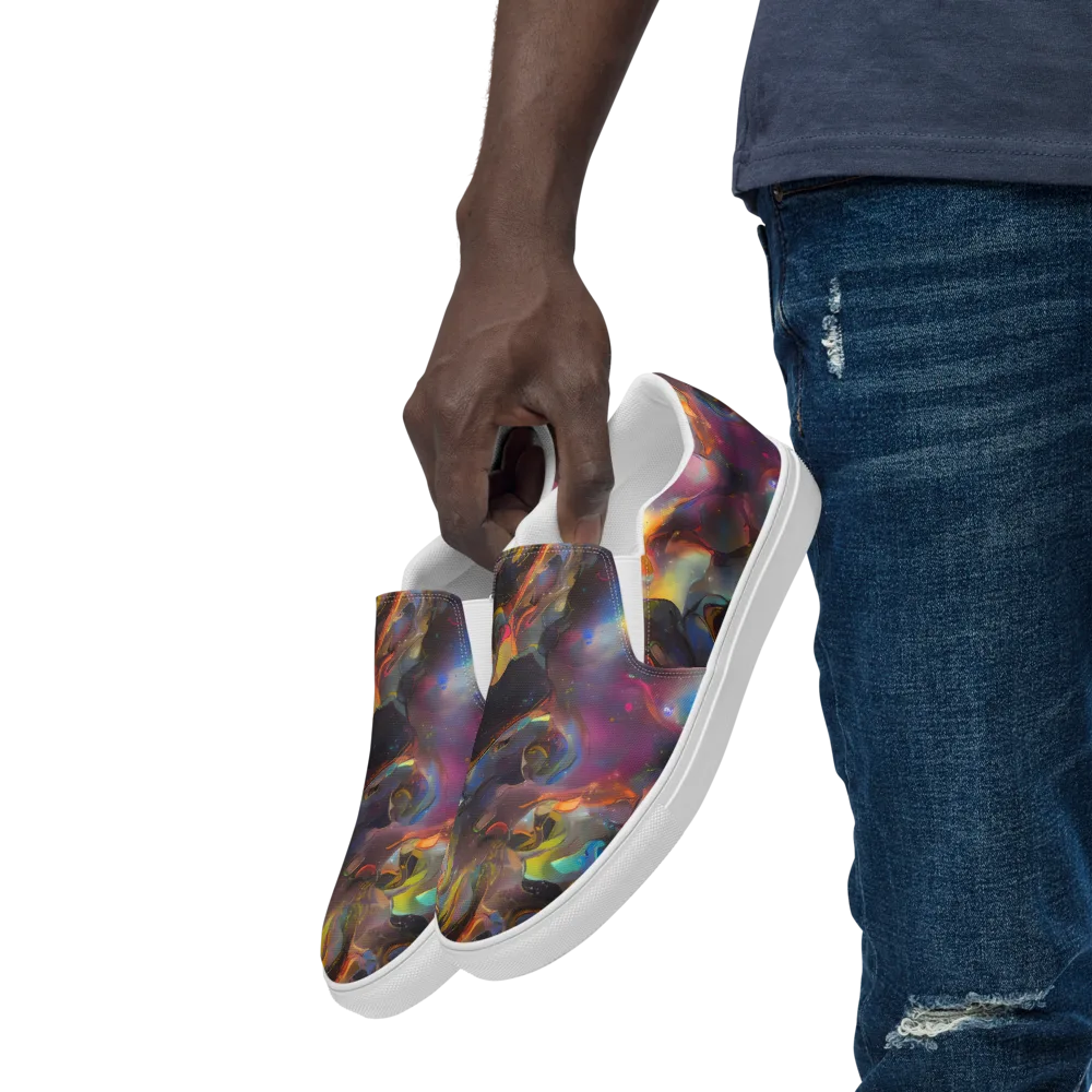 Cosmic Fusion on Men's Slip-On Canvas Shoes — Left Front