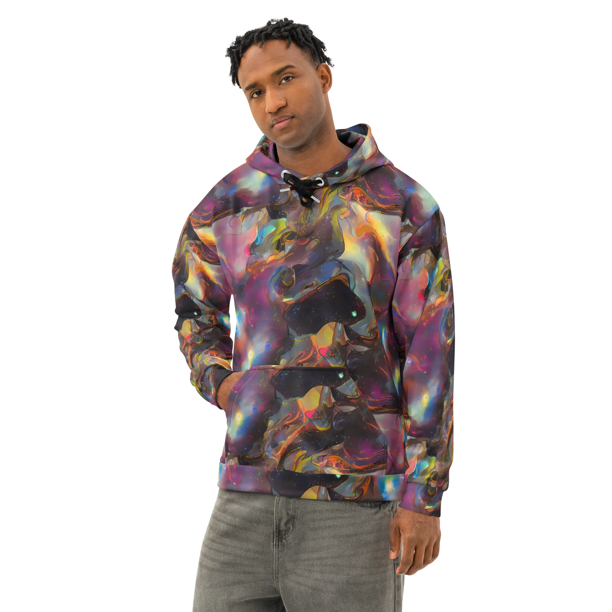 Cosmic Fusion on Cotton Hoodie — Left Front