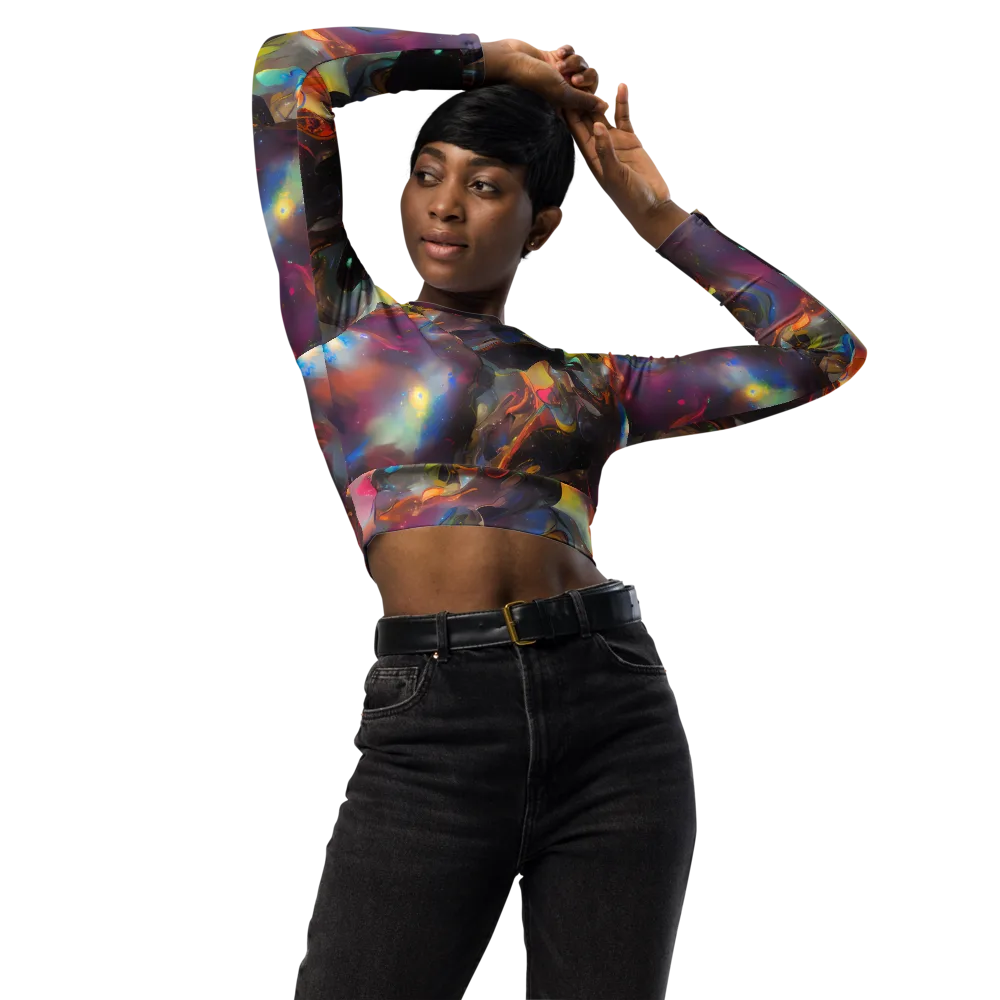Cosmic Fusion on Long Sleeve Crop Top — Front