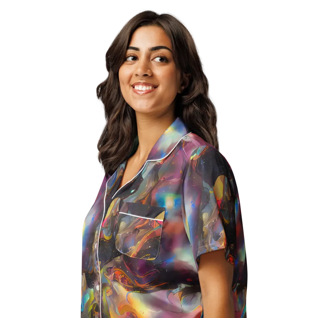 Cosmic Fusion on Women's Short Sleeve Pajama Top — Left Front