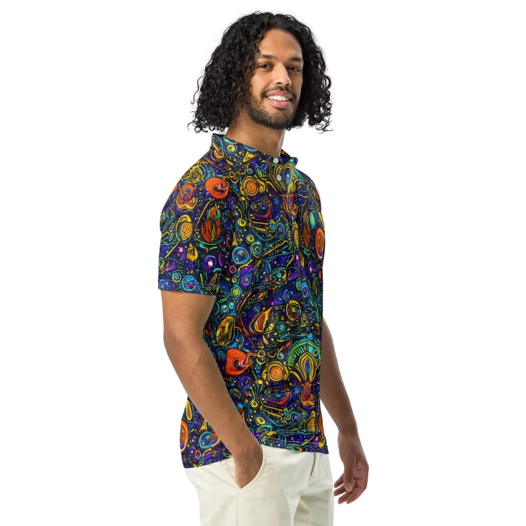 Vasnetsov Vortex on Men's Slim Fit Polo Shirt — Right Front