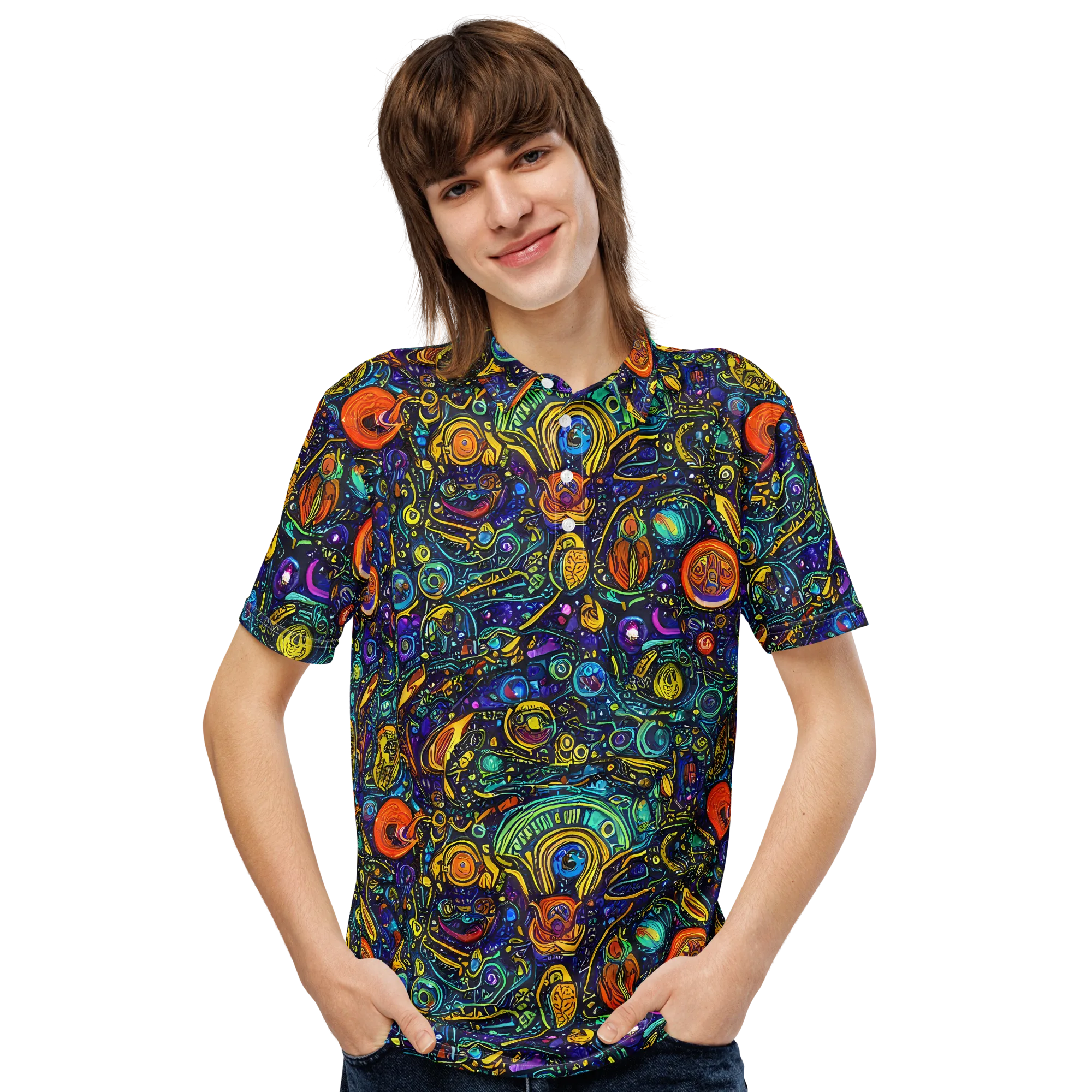Vasnetsov Vortex on Men's Slim Fit Polo Shirt — Front