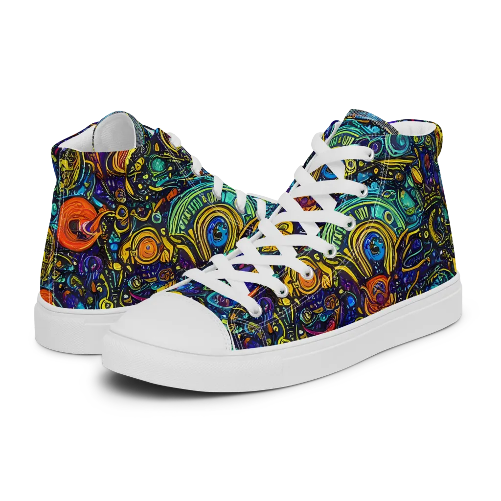 Vasnetsov Vortex on Men's High Top Canvas Shoes — Left