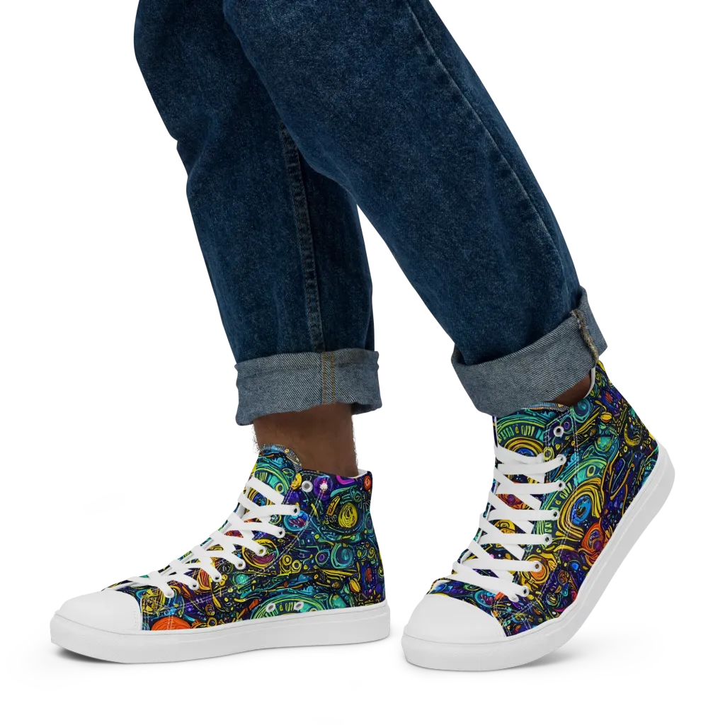 Vasnetsov Vortex on Men's High Top Canvas Shoes — Left