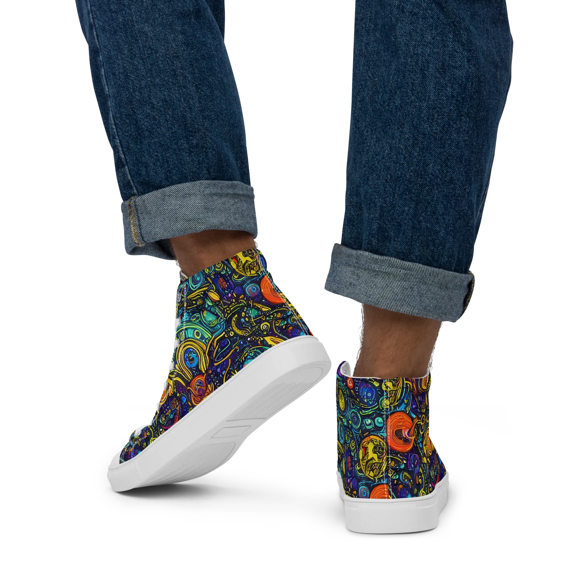 Vasnetsov Vortex on Men's High Top Canvas Shoes — Back