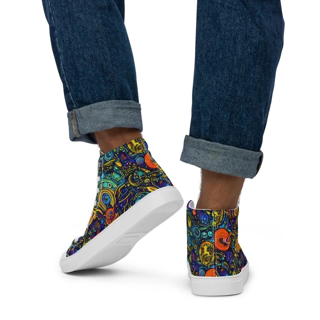 Vasnetsov Vortex on Men's High Top Canvas Shoes — Back