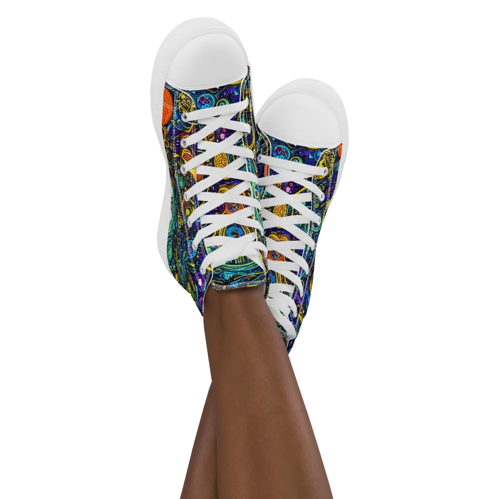 Vasnetsov Vortex on Women's High Top Canvas Shoes — Front