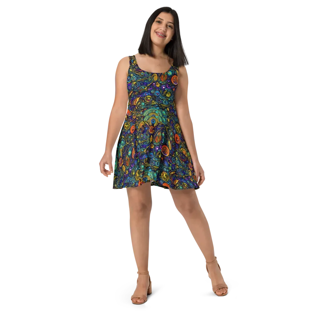 Vasnetsov Vortex on Skater Dress — Front