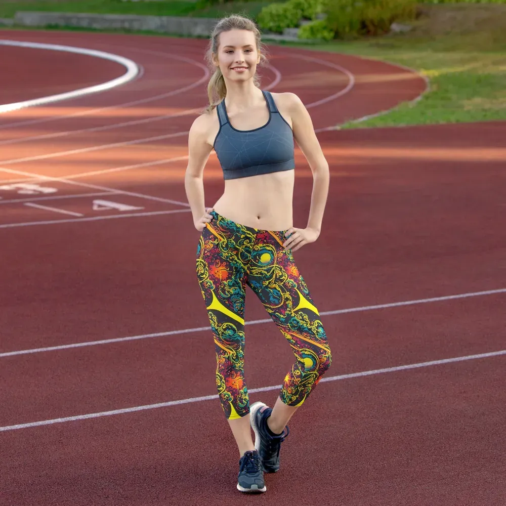 Gogos Galaxy on Capri Leggings — Front