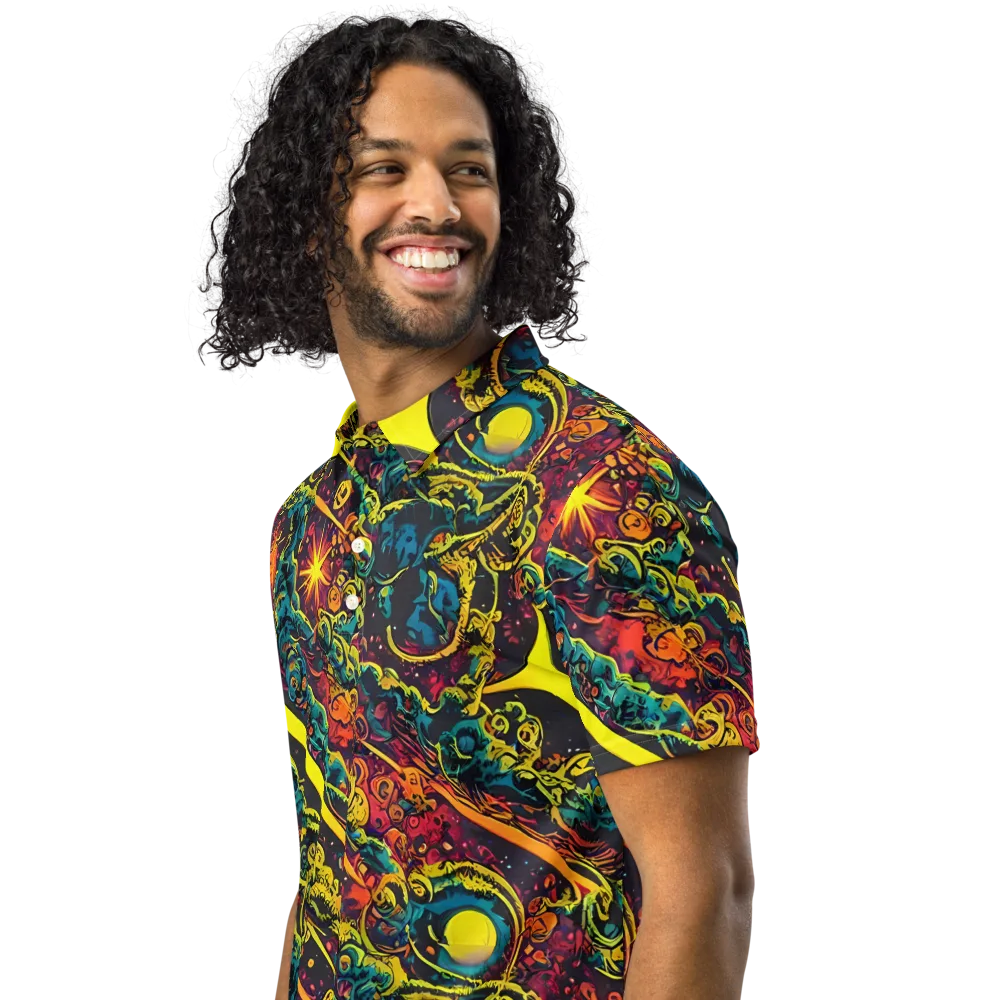 Gogos Galaxy on Men's Slim Fit Polo Shirt — Left Front