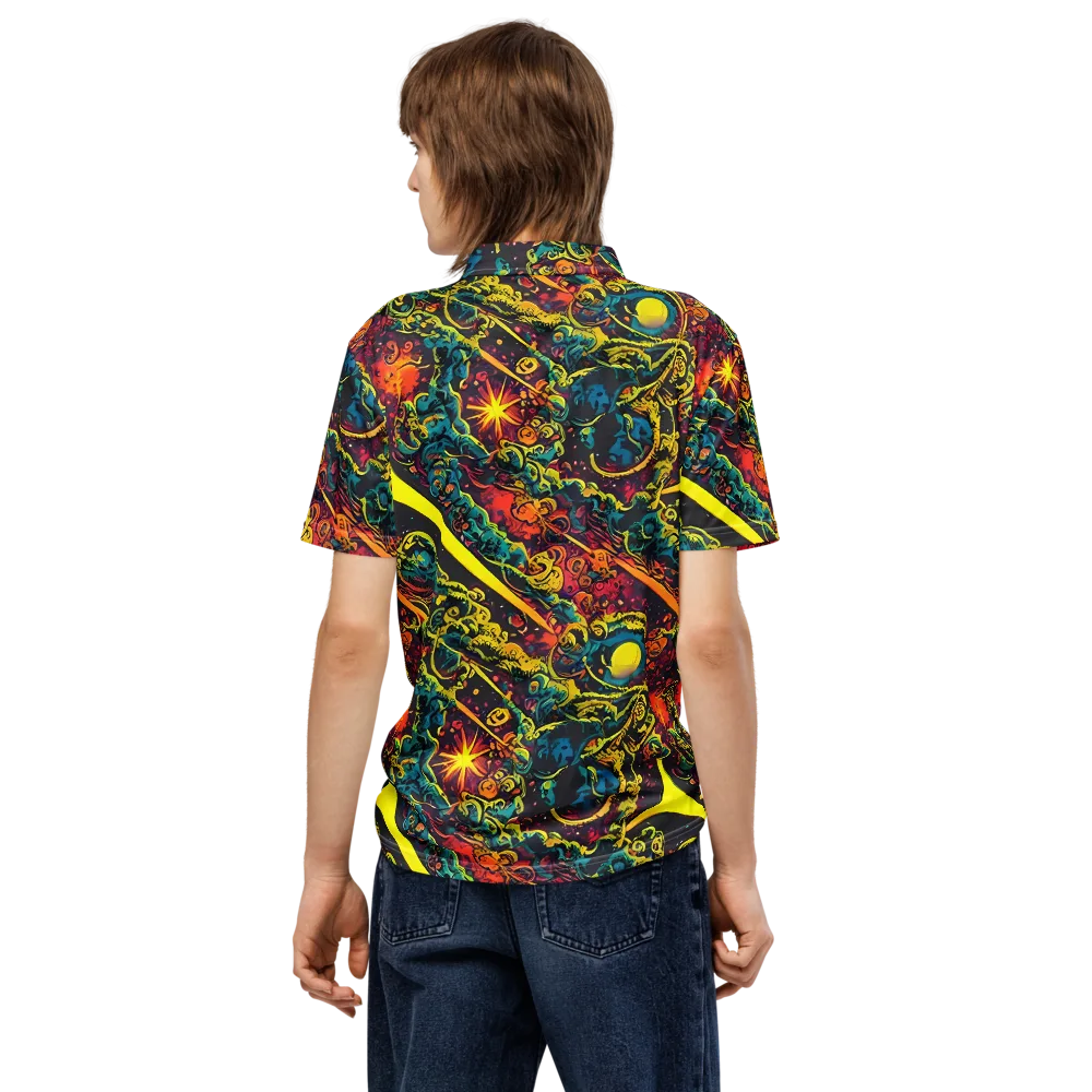 Gogos Galaxy on Men's Slim Fit Polo Shirt — Back