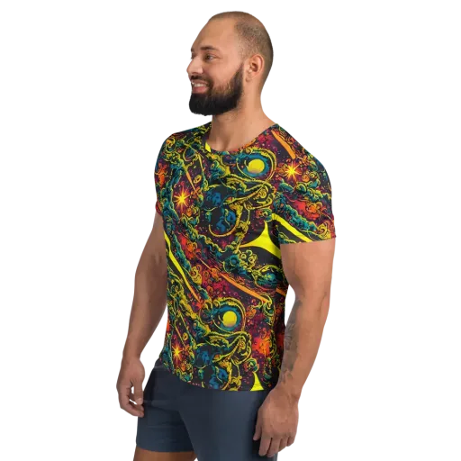 Gogos Galaxy on a Men's Athletic T-Shirt