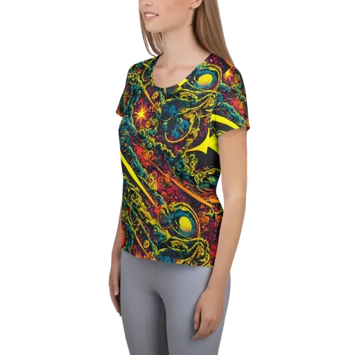 Gogos Galaxy on a Women's Athletic T-Shirt
