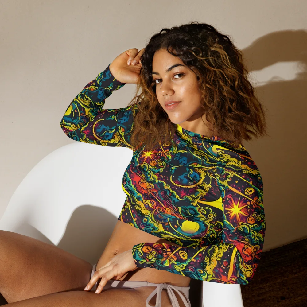 Gogos Galaxy on Long Sleeve Crop Top — Left Front