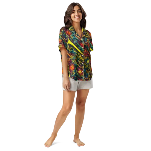 Gogos Galaxy on a Women's Short Sleeve Pajama Top