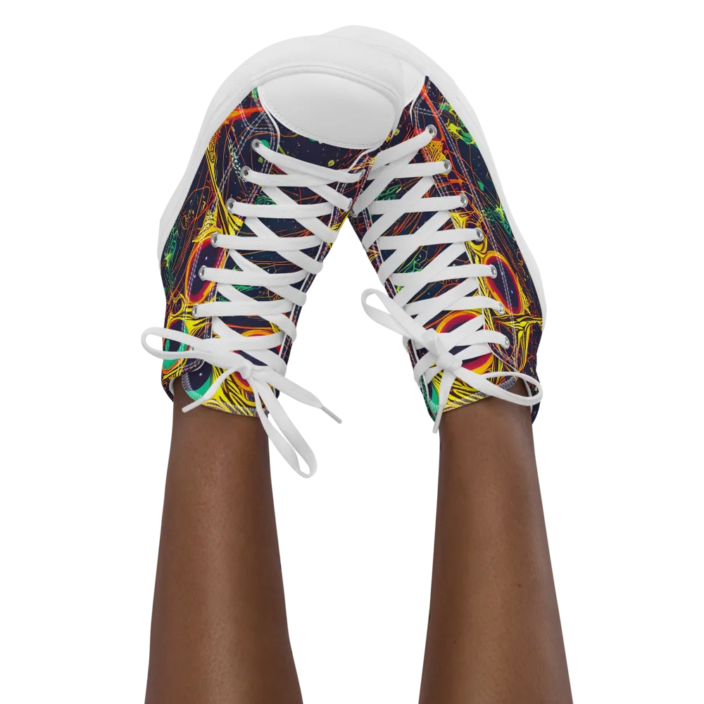 Sonic Universe on Women's High Top Canvas Shoes — Front