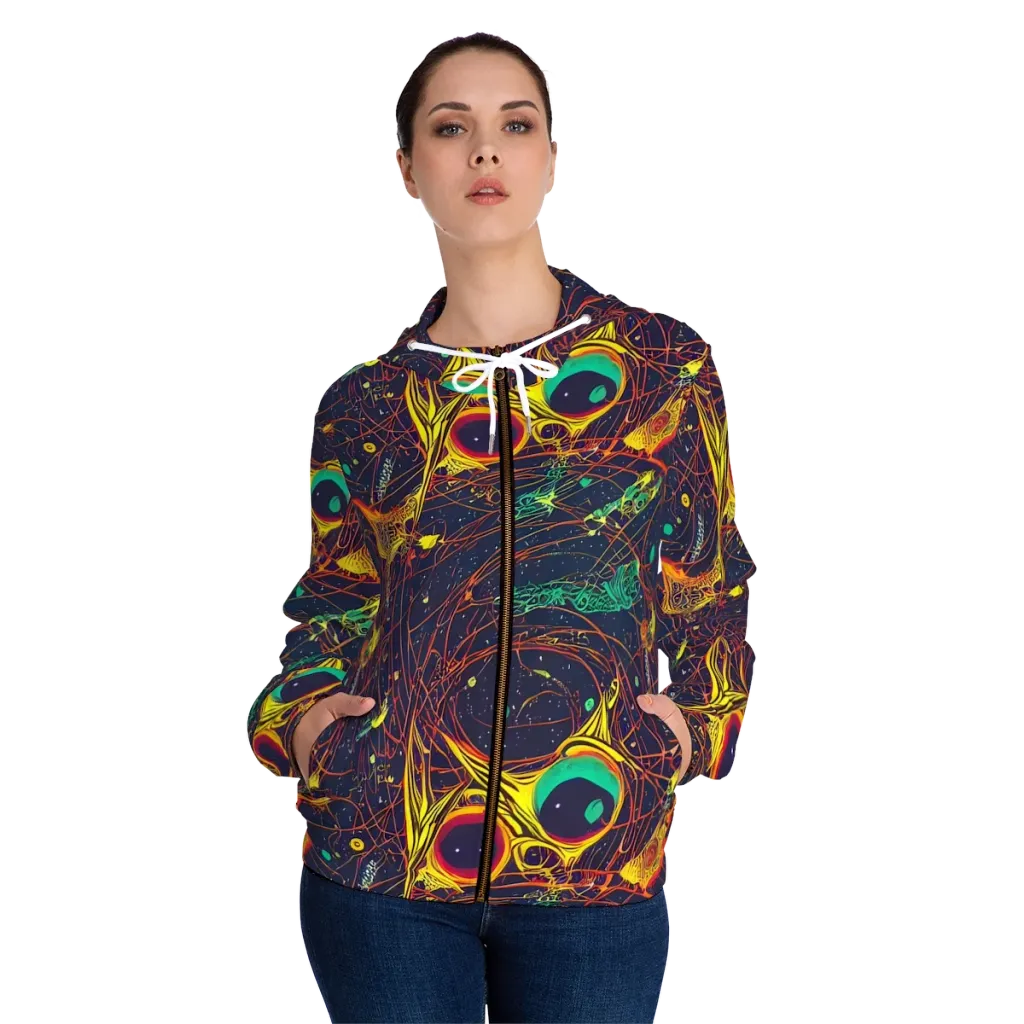 Sonic Universe on Women's Full-Zip Hoodie — Front On Person