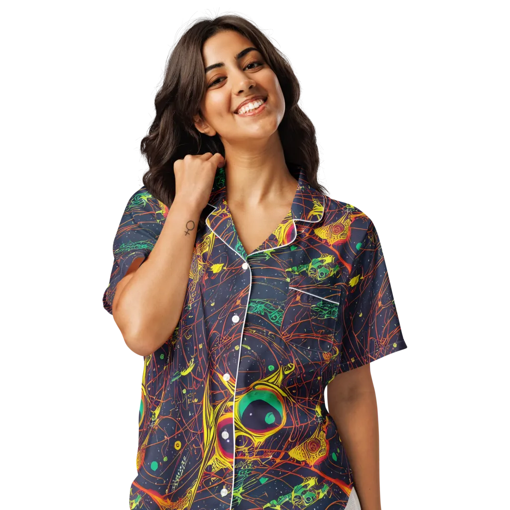 Sonic Universe on Women's Short Sleeve Pajama Top — Front