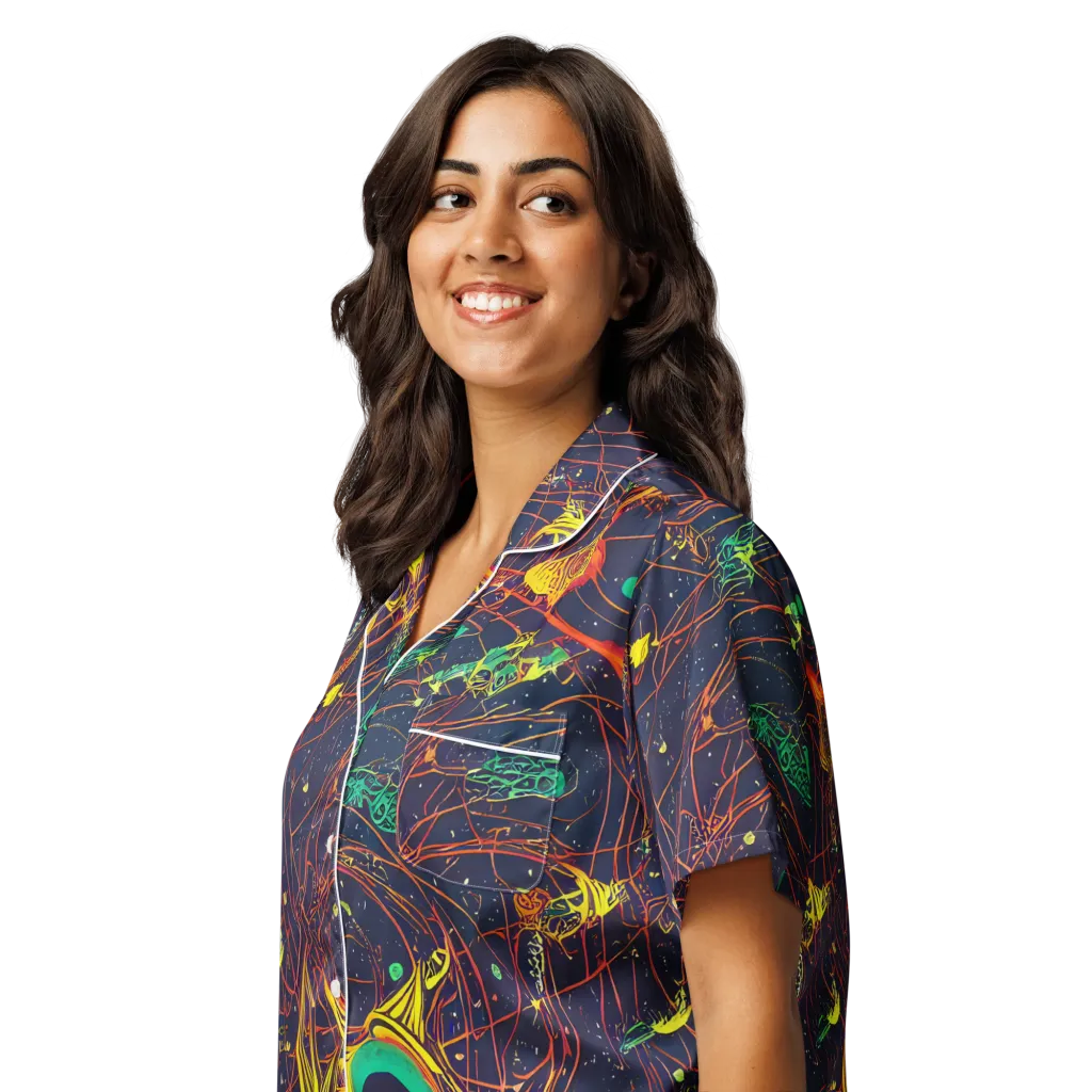 Sonic Universe on Women's Short Sleeve Pajama Top — Left Front