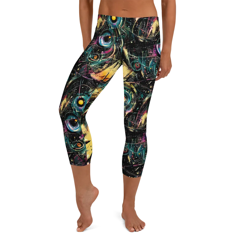 Celestial Echoes on Capri Leggings — Front
