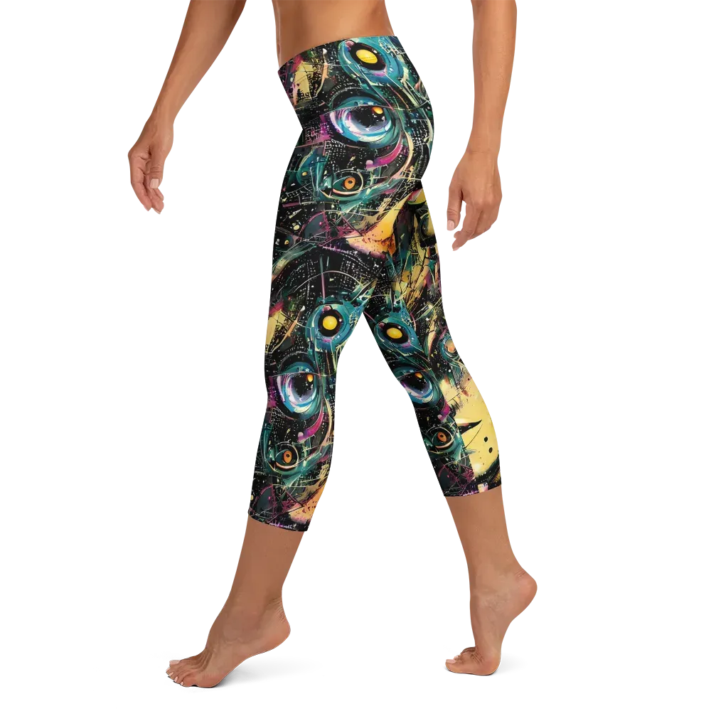 Celestial Echoes on Capri Leggings — Left