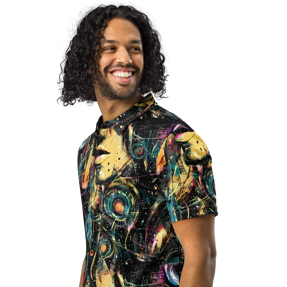 Celestial Echoes on Men's Slim Fit Polo Shirt — Left Front