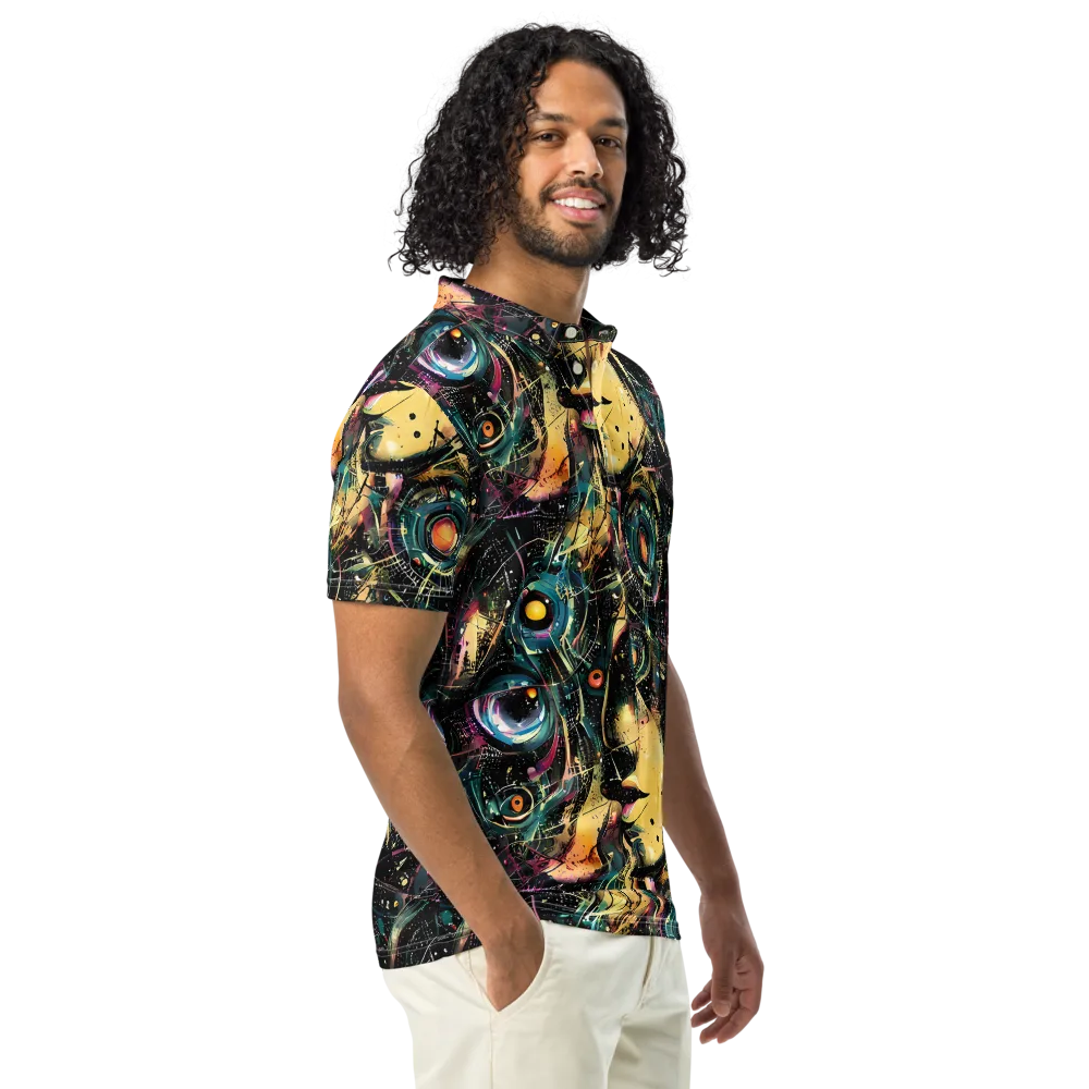 Celestial Echoes on Men's Slim Fit Polo Shirt — Right Front