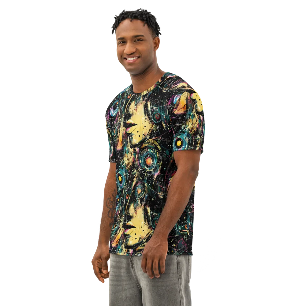 Celestial Echoes on Men's Cotton Crew Neck T-Shirt — Left Front