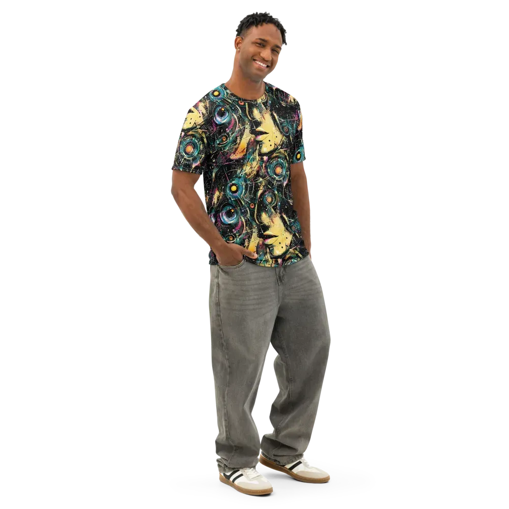 Celestial Echoes on Men's Cotton Crew Neck T-Shirt — Right Front