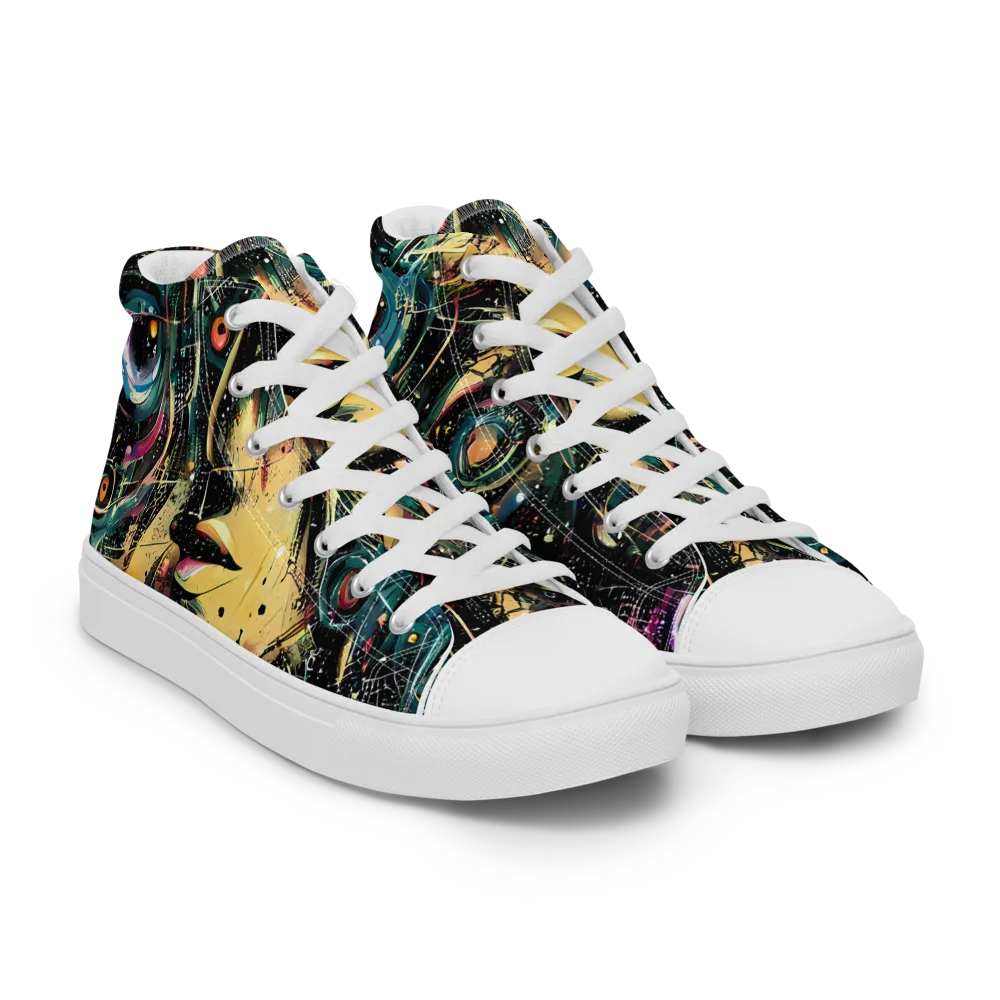 Celestial Echoes on Men's High Top Canvas Shoes — Right Front
