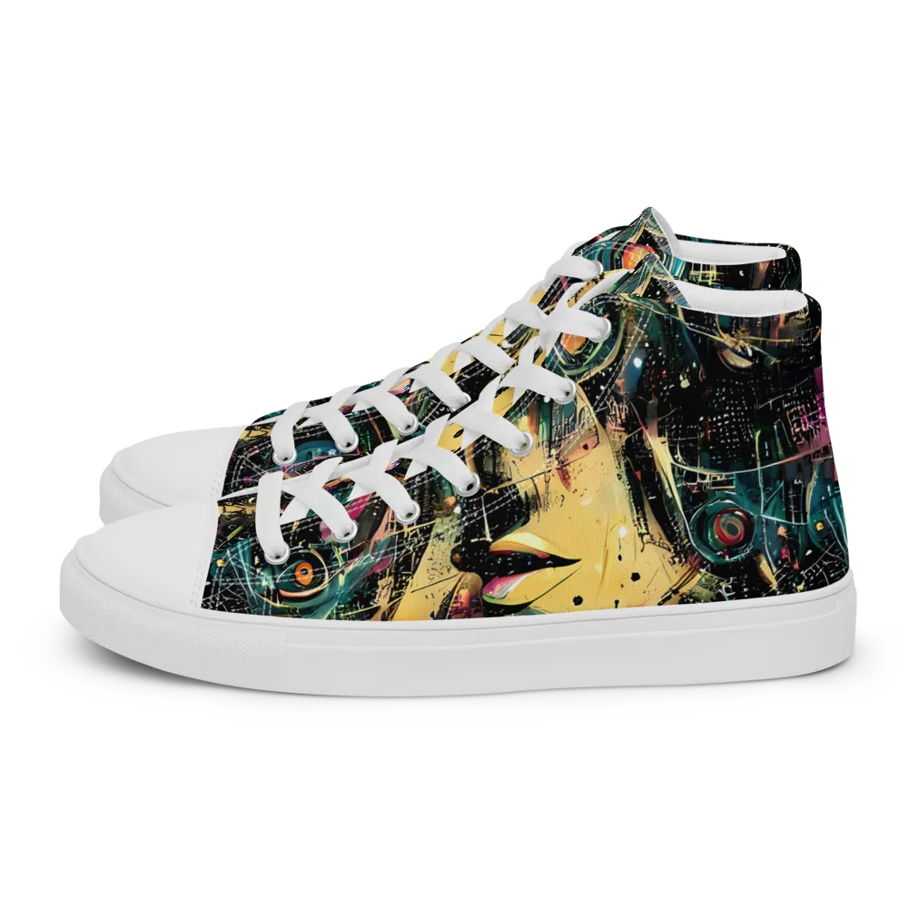 Celestial Echoes on Men's High Top Canvas Shoes — Left