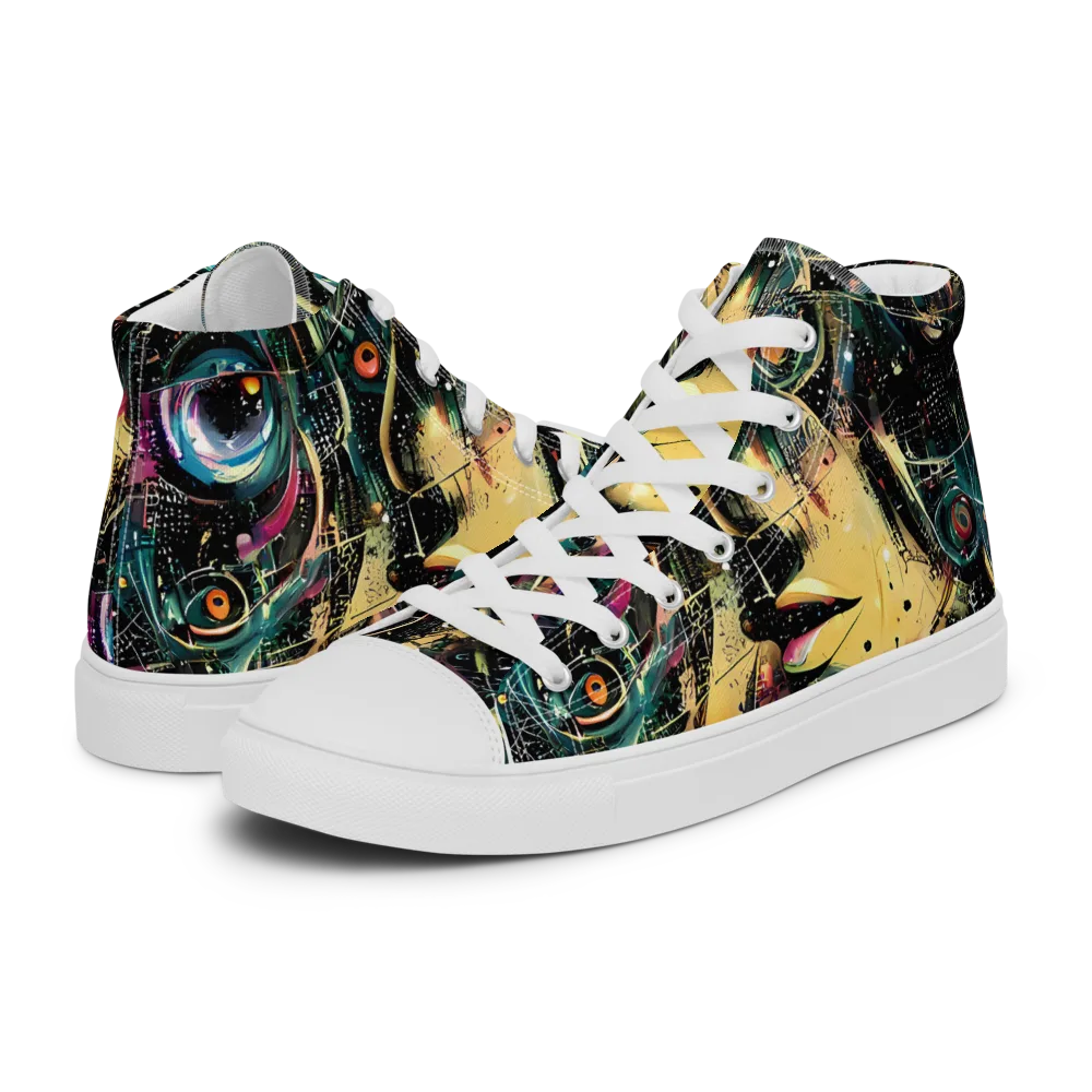 Celestial Echoes on Men's High Top Canvas Shoes — Left