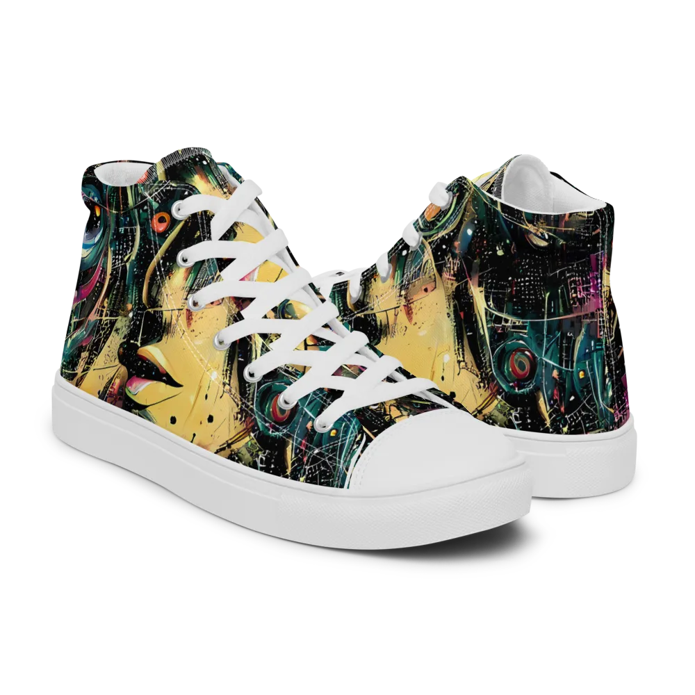 Celestial Echoes on Men's High Top Canvas Shoes — Right
