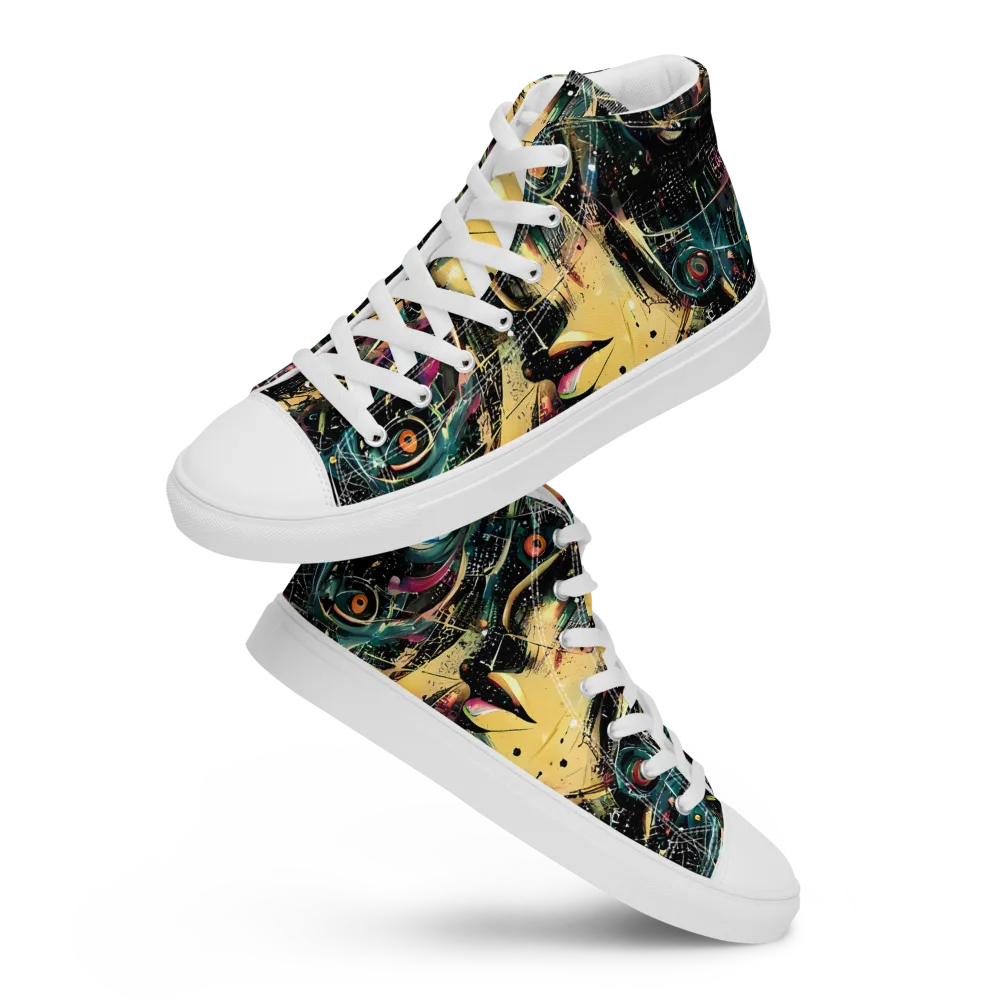 Celestial Echoes on Men's High Top Canvas Shoes — Front