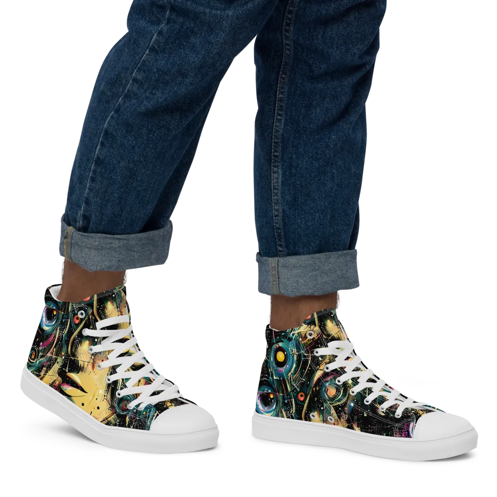 Celestial Echoes on Men's High Top Canvas Shoes — Right