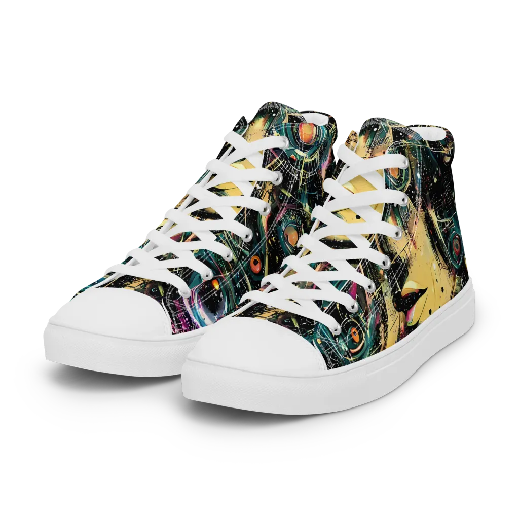 Celestial Echoes on Women's High Top Canvas Shoes — Left Front