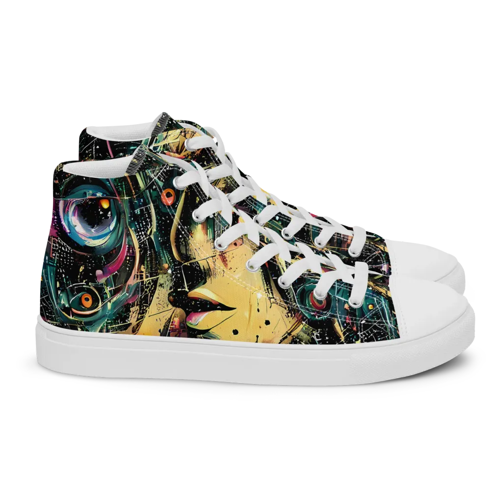 Celestial Echoes on Women's High Top Canvas Shoes — Right