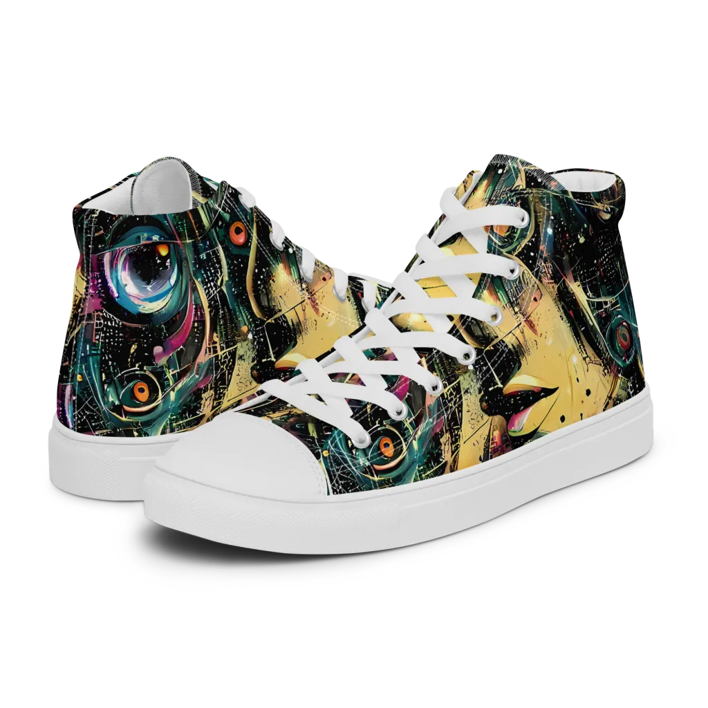 Celestial Echoes on Women's High Top Canvas Shoes — Left