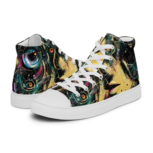 Celestial Echoes on a Women's High Top Canvas Shoes