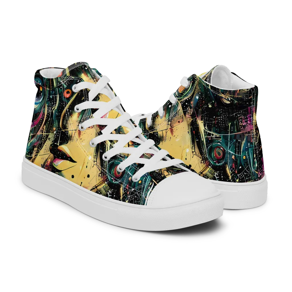 Celestial Echoes on Women's High Top Canvas Shoes — Right