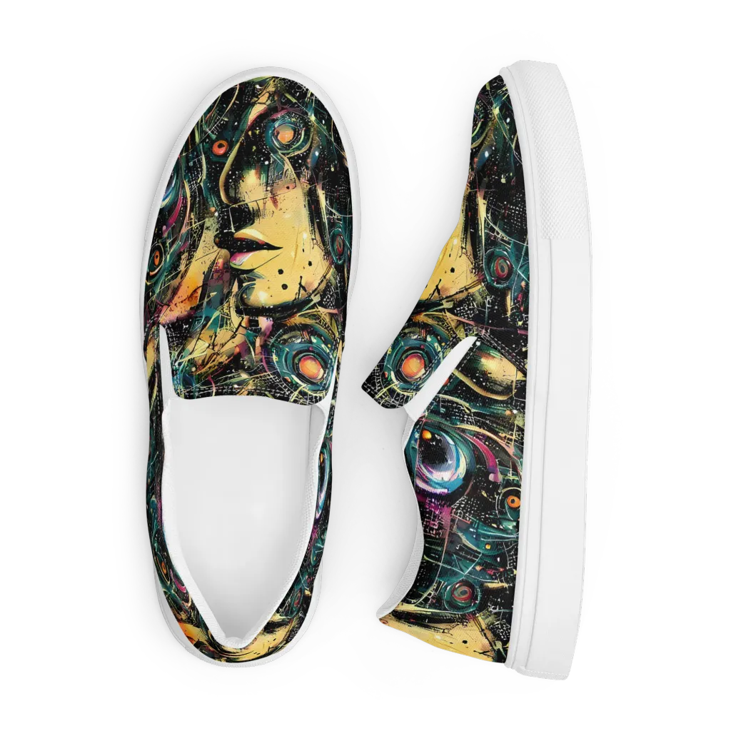 Celestial Echoes on Men's Slip-On Canvas Shoes — Front