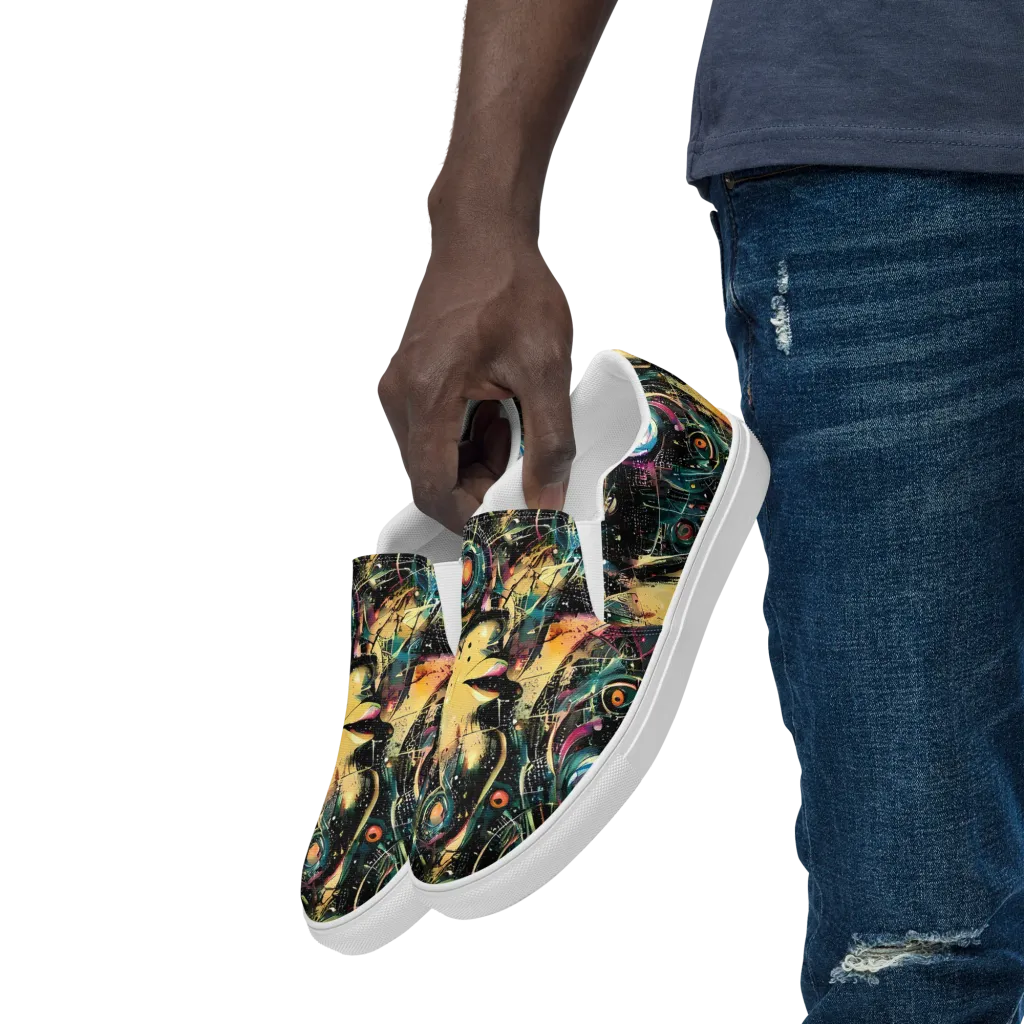 Celestial Echoes on Men's Slip-On Canvas Shoes — Left Front
